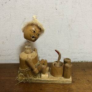Art hand Auction Vintage Wooden Handmade Snake Boy Object Figurine USA Miscellaneous Goods Interior Antique 1203, antique, collection, miscellaneous goods, others