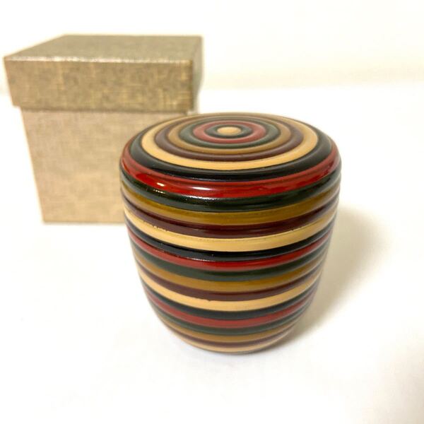 独楽塗 中棗 細独楽 漆器 山中漆器 木製 茶道具 五色 子年 美術品