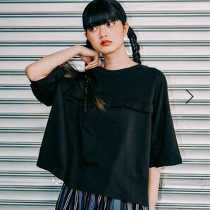 新品【MODE NORM CORE】 2WAYフリルプルオーバー黒M