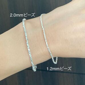 カレンシルバー多角形ビーズシンプルブレスレット 太さ長さはオーダーで
