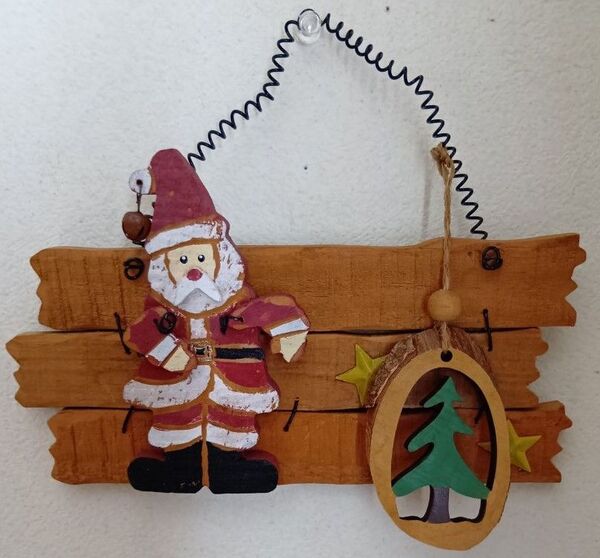 サンタ 木製クリスマスプレートふ