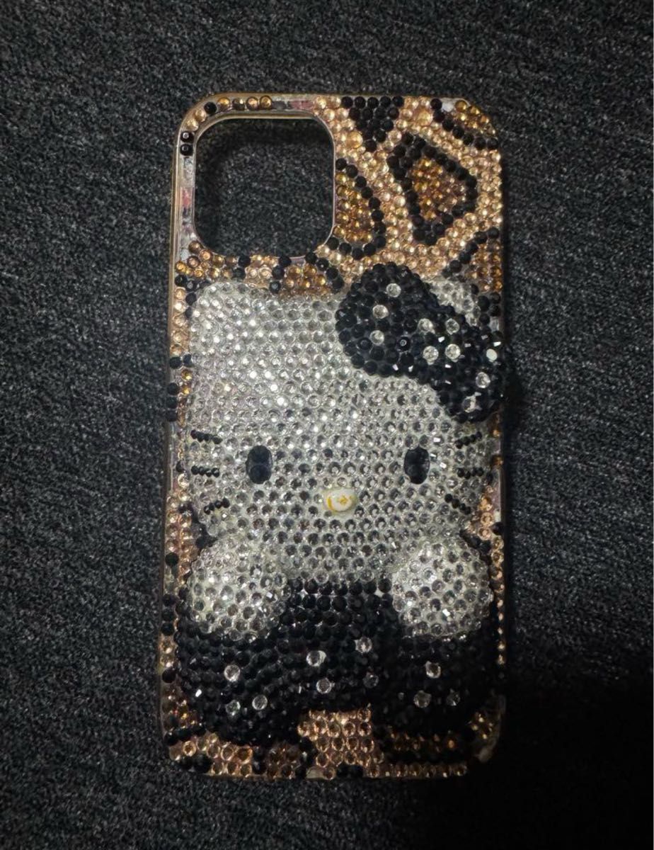 ハローキティ キラキラ スマホケース iPhone 12 ヒョウ柄 アクセサリー