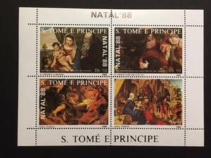 Art hand Auction Briefmarke: Weihnachtsgemälde/Sao Tome und Principe *1988*Bogen*, Antiquität, Sammlung, Briefmarke, Postkarte, Afrika