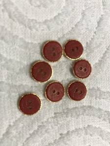 1315 約11㍉　赤　金　ボタン ７個セット　ビンテージ　 未使用品　手芸　裁縫　おしゃれ　ハンドメイド　DIY　リメイク