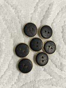 1345 約13㍉　黒　金　ボタン ７個セット　ビンテージ　 未使用品　手芸　裁縫　おしゃれ　ハンドメイド　DIY　リメイク