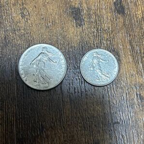 フランス 2分の1フラン 1フラン コイン 2個セット 外国硬貨