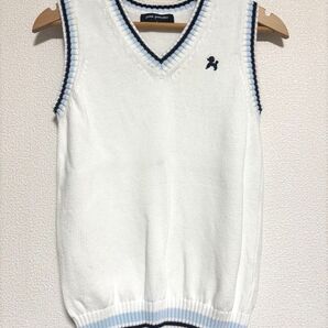 ポンポネット ニットベスト 白 L 160 pom ponette junior