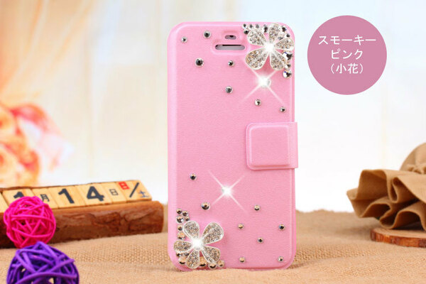 iphone6plus レザーケース アイフォン6sプラス ケース iphone6splus デコケース 手帳型 カード収納 B ピンク