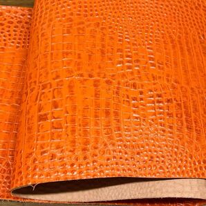 姫路レザー 牛革ハギレ クロコEE型押し オレンジアンチック レザークラフト