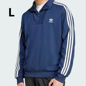 【美品】アディダス アディカラー ファンネルネックトラックトップ ネイビー L