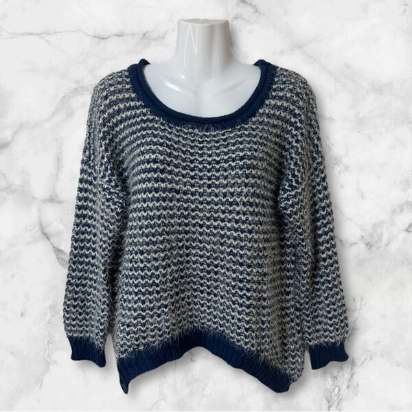 【ANAP】トップスニット/ボーダー柄/ブルー系