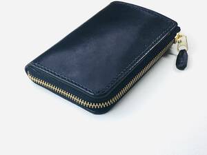 【手縫】黒色本革L字ジッパー二つ折り財布（お札が綺麗に並べられて取出易い財布作りました）