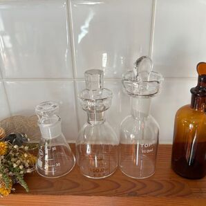 【匿名配送】8点セット昭和レトロ 薬瓶(滴瓶)栓 瓶 三角フラスコ ガラス ガラス製