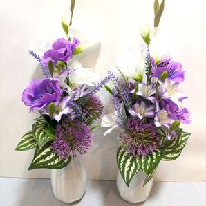 Q-16 仏花*お供え花(一対二束) 紫アネモネとリリー