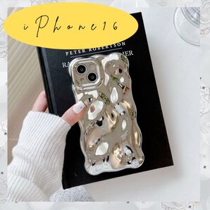 iPhone ケース 耐衝撃 可愛い お洒落 韓国 軽量 キラキラ シルバー ウェーブ iPhone16 15 14 13 12