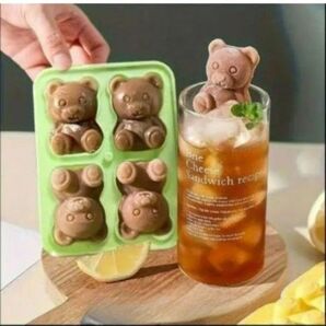 3Dくまちゃん 4P 製氷皿 シリコンモールド