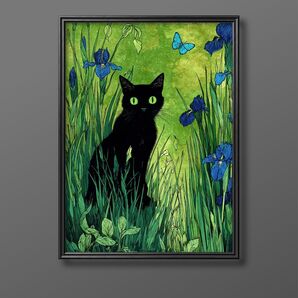 絵画 | イラストポスター 703☆ 【黒猫】