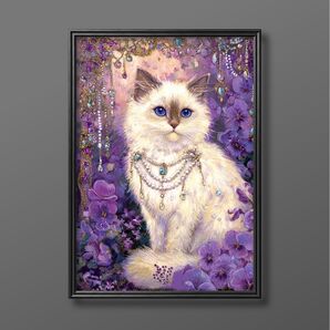 絵画 | イラストポスター 687☆ 【Cats and flowers】