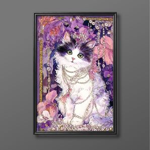 絵画 | イラストポスター 689 ☆ 【Cats and flowers】