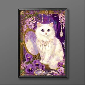 絵画 | イラストポスター 690☆ 【Cats and flowers】