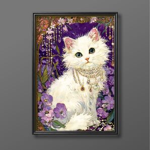 絵画 | イラストポスター 691 ☆ 【Cats and flowers】