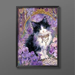 絵画 | イラストポスター 692☆ 【Cats and flowers】