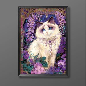 絵画 | イラストポスター 693☆ 【Cats and flowers】