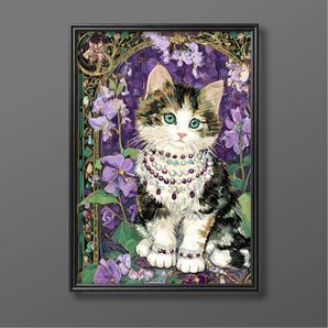 絵画 | イラストポスター 696☆ 【Cats and flowers】