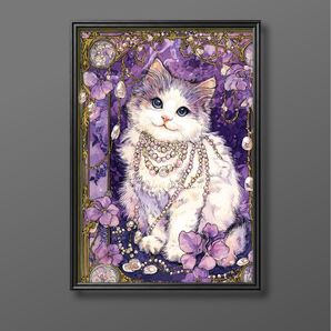 絵画 | イラストポスター 699☆ 【Cats and flowers】