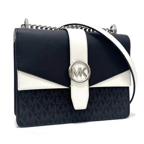 マイケルコース グリニッジ ショルダーバッグ 斜め掛け ブラック ホワイト 黒 白 バイカラー シルバー MICHAEL KORS