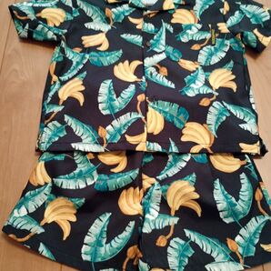 リトルウィークエンド バナナ柄セットアップ 110cm アロハシャツ ハーフパンツ ショートパンツ