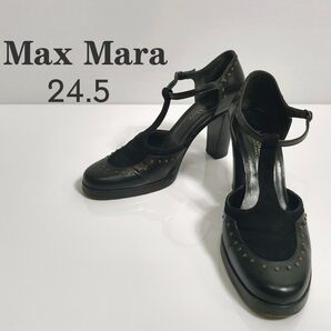 MaxMara マックスマーラ パンプス レザー スエード 黒 24.5