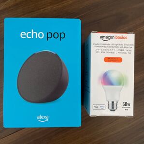 Amazon エコーポップ チャコール Amazonベーシック スマートLED電球 セット