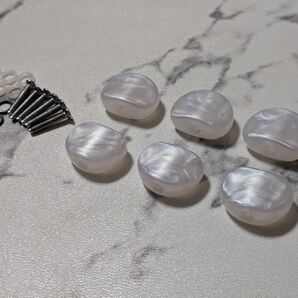 ペグボタン 6個 ミニボタン パーロイドホワイト