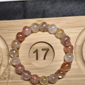 天然石ブレスレット 透明感のあるファイヤークォーツ 17センチ