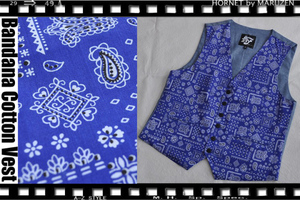 2XLサイズ　Bandana Cotton Vest バンダナコットンベストブルー新品