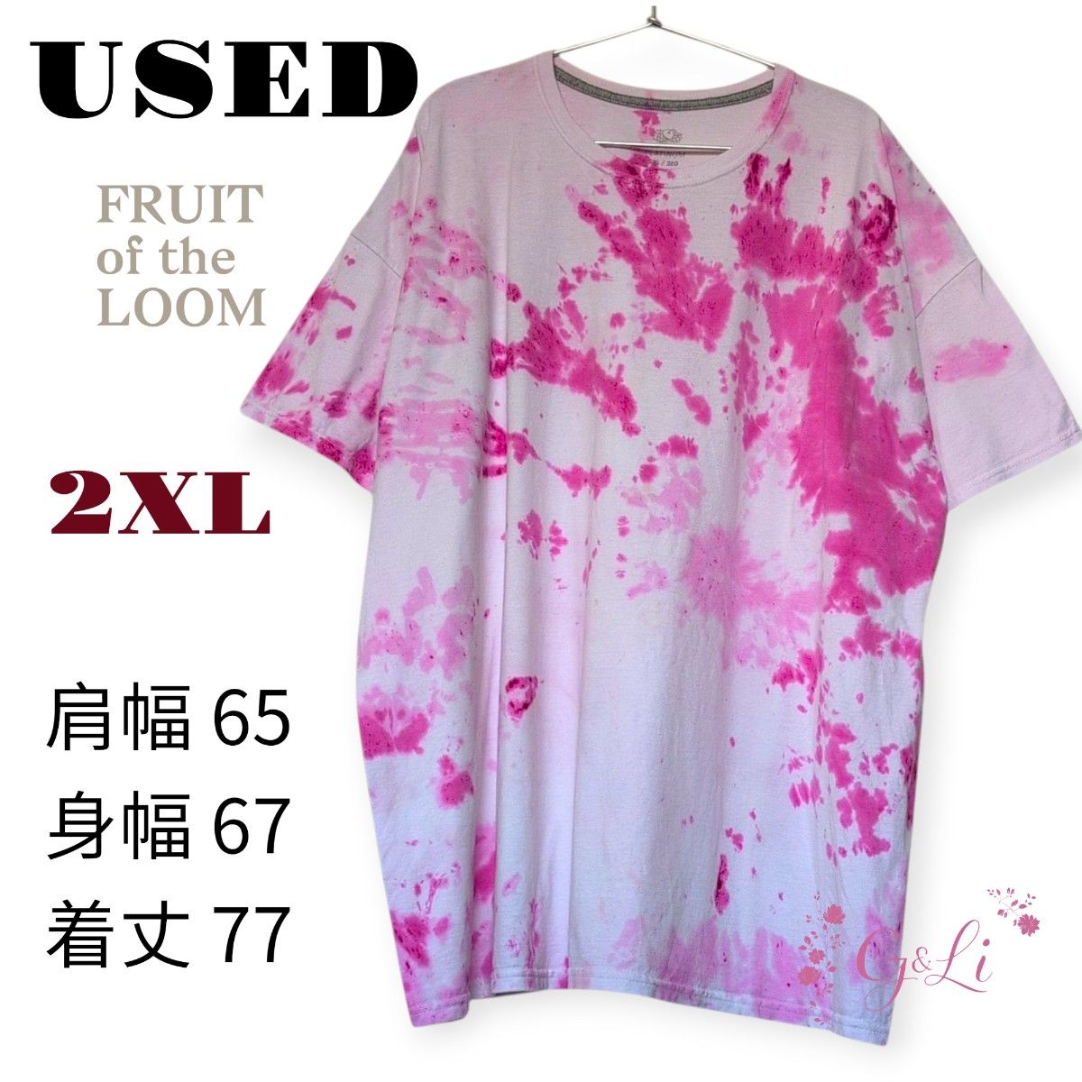 USED FRUIT of the LOOM ピンクタイダイ Tシャツ 2XL