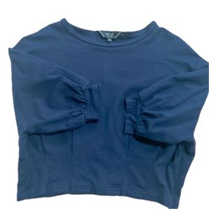 to b アニエスベー ネイビー ギャザー袖トップス 五分丈 美品