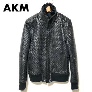 AKMe- Kei M super high class! mesh / mesh leather flight jacket / Rider's / fur attaching / sample?60 ten thousand super!