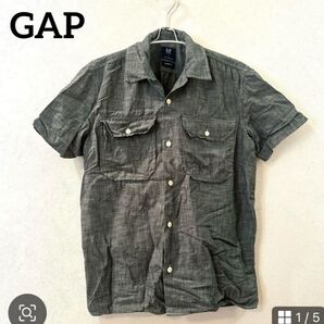 GAP ギャップ 半袖カジュアルシャツ グレー 綿100%