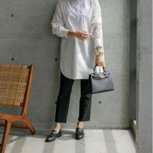 Charmant Femme シャルマントファム 日本製 ドット バンドカラー ブラウス チュニック