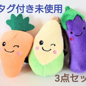 タグ付き未使用 キーチェーン ベジタブル ミニチュア野菜キーホルダー 3点セット