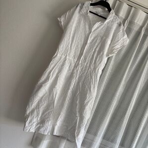 TIME AND TRU 半袖シャツワンピース XL レース ホワイト 半袖 ワンピース ロング 半袖 膝下丈