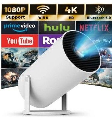 プロジェクター 小型 家庭用 【2025年新登場・Android TV搭載・22000LM・270°回転】高輝度 1080P 