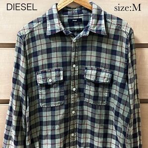 【複数割】ディーゼルDIESEL 長袖ボタンシャツ チェック ビンテージ風 M