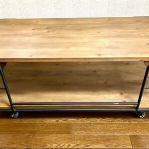 【引越しの為割引中】 センターテーブル 木製(杉)/スチール 棚収納付き