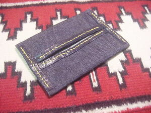  Denim ground & leather . made pocket tissue case * hand made 