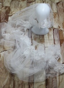 04 00014 * pure-white race embroidery wedding veil white bride supplies chu-ru simple white [ outlet ]