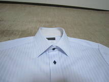 ワイシャツ Yシャツ PSFA i-shirt all season 41-84 長袖 ストライプ サックス 完全ノーアイロン セミワイドカラー シャツ [erx_画像5