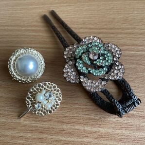 可愛いヘアーカフ★かんざし★ハーフアップにおすすめ髪留め3個セット